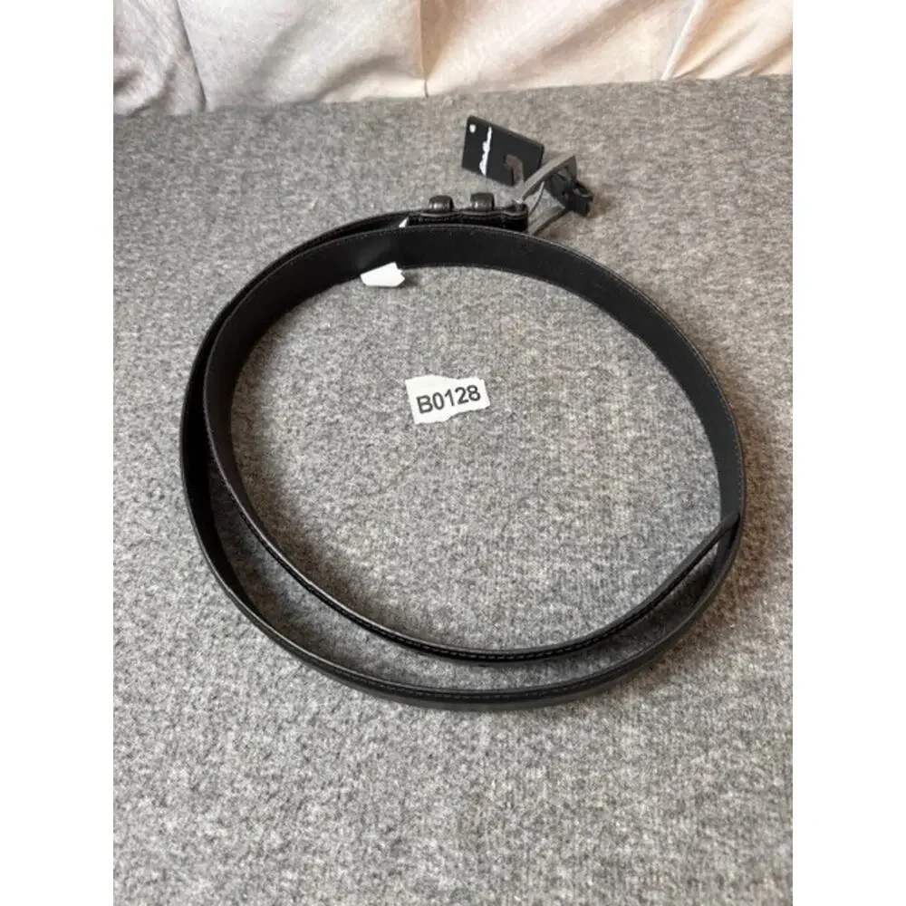 Eddie Bauer Men's Feather Edge Leather Belt Sz 48 Black New